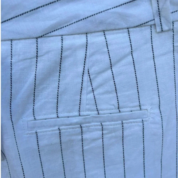 Zara Womens Bloggers Favorite Casual Stripes Linen Trouser Pants White Size XL - Picture 12 of 14